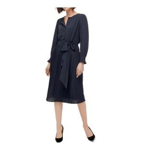 J.Crew Navy Tie-Front Pleated Dress - 00 - AK205